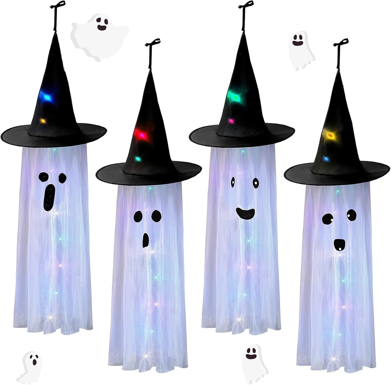 40 Inch Halloween Ghost Light Up Hanging Decor Cute Flying Ghost Party (White) 8 x 8 x 47.2 inches